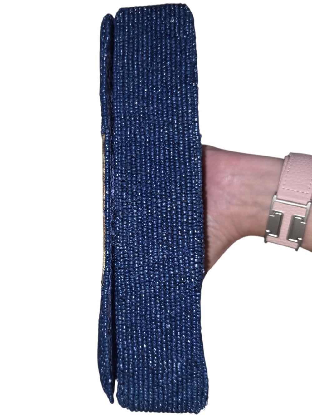 NEW Dog Navy Blue Portrait Beaded Bag Doodle Goldendoodle Handbag Purse NWT - Picture 14 of 16